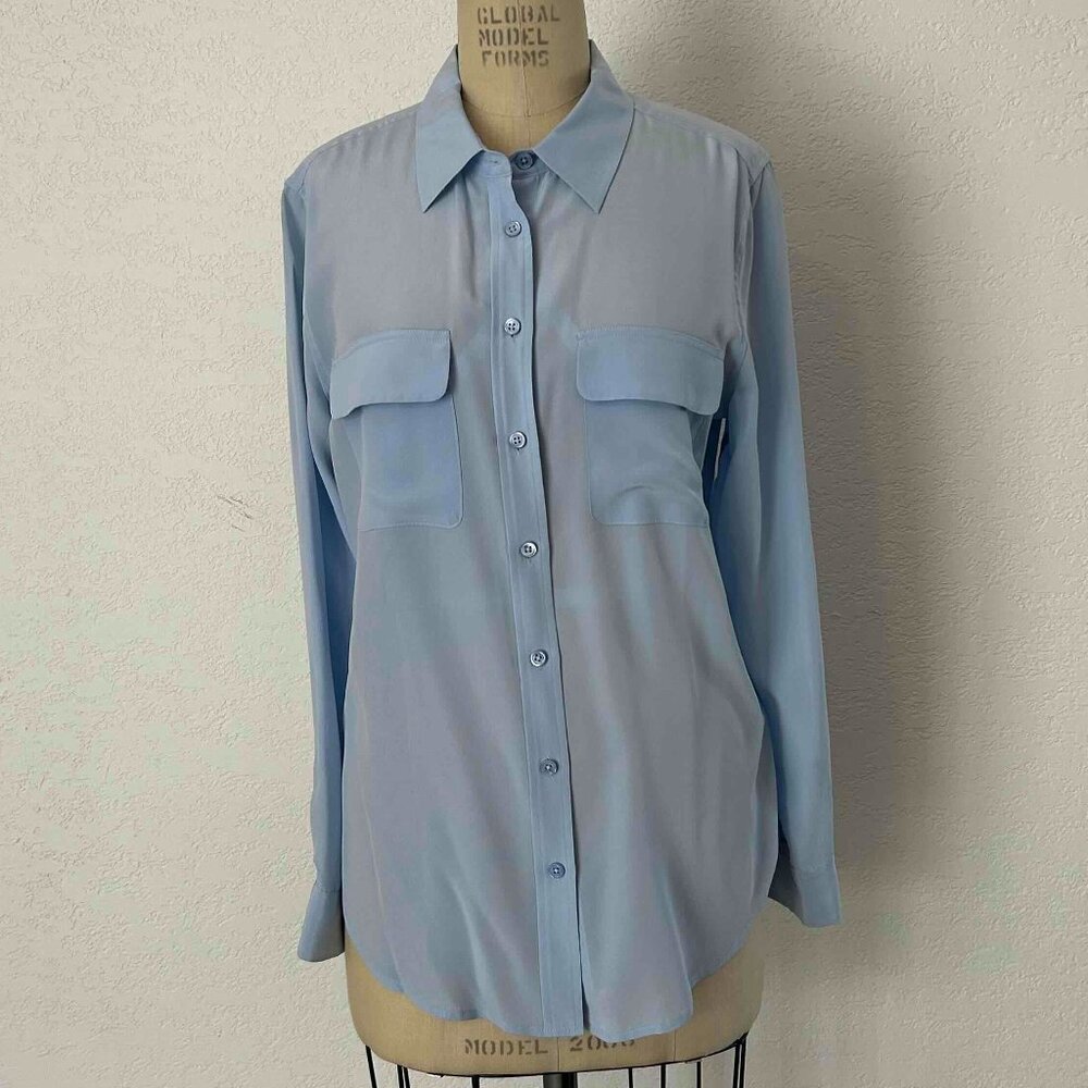 Periwinkle blue silk blouse EQUIPMENT SZ: M